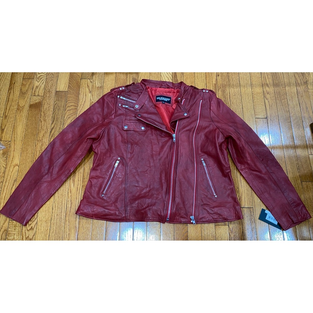 Milwaukee Leather Women's Distressed‎ Red Vegan Leather Motorcycle Jacket 5X